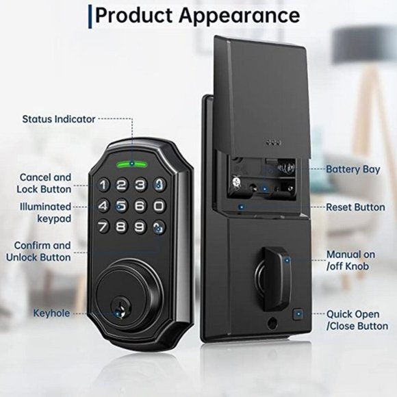 BAILABA Keyless Entry Door Lock - Smart Deadbolt Lock, Smart Door Lock - Picture 5 of 6